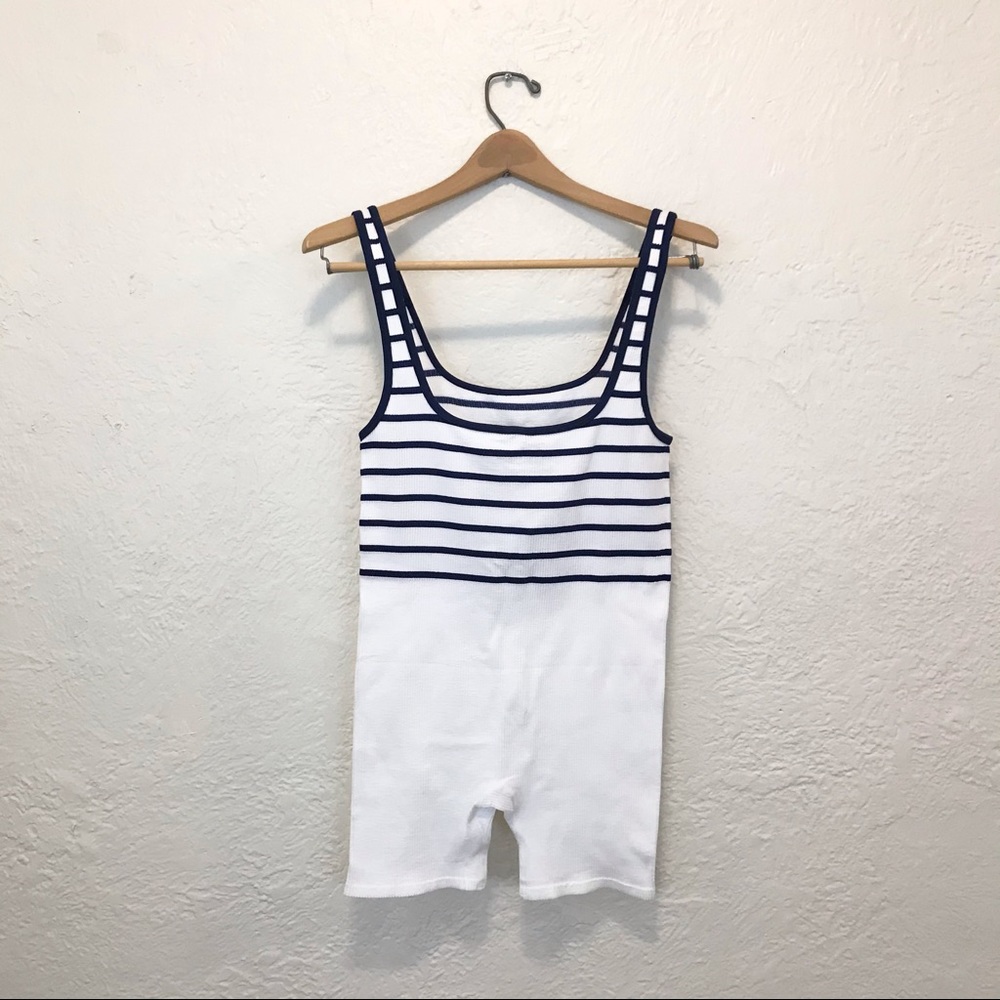Zara Limitless Contour Collection Playsuit Romper White Blue medium large - Picture 6 of 11